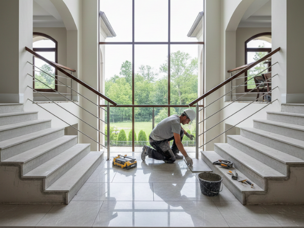 Escaliers & marches – pose de carrelage